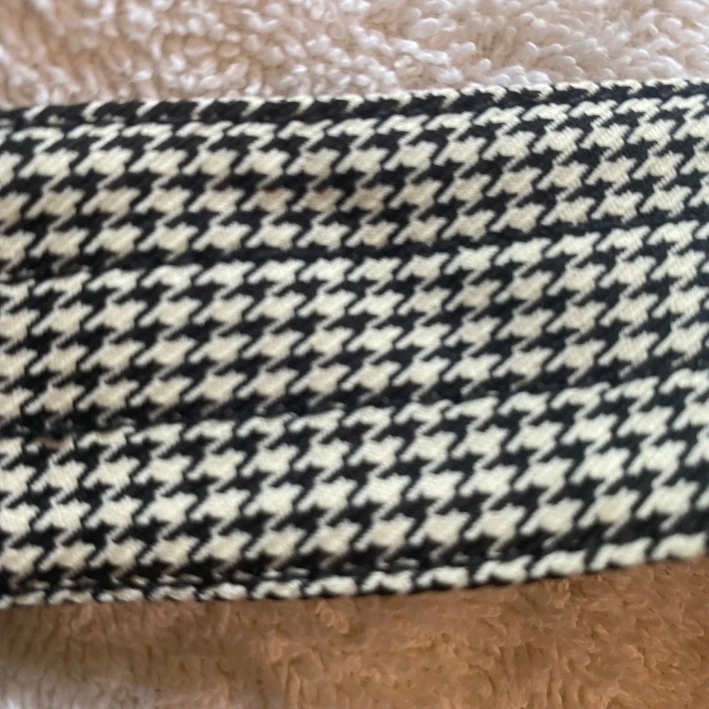 Houndstooth‎ Print Wrap Around Fabric Belt Black White Sash Tie Waist Cinch